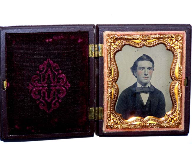 A Very Nice Ambrotype Photographic Image of a Gentleman in a Fine Gutta Percha Case circa 1860